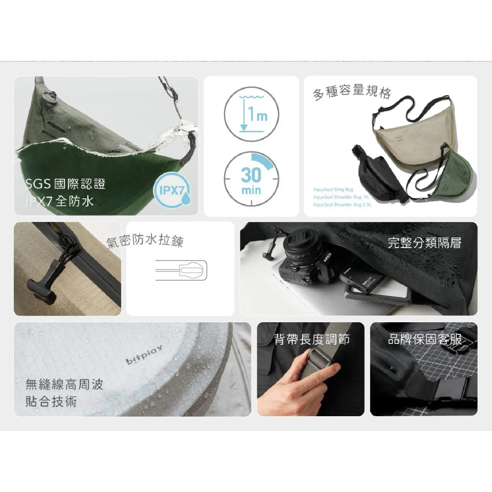 BitPlay AquaSeal 海馬包 防水包 胸前包 隨身包 側背包 半月包 水餃包 IPX7-細節圖4