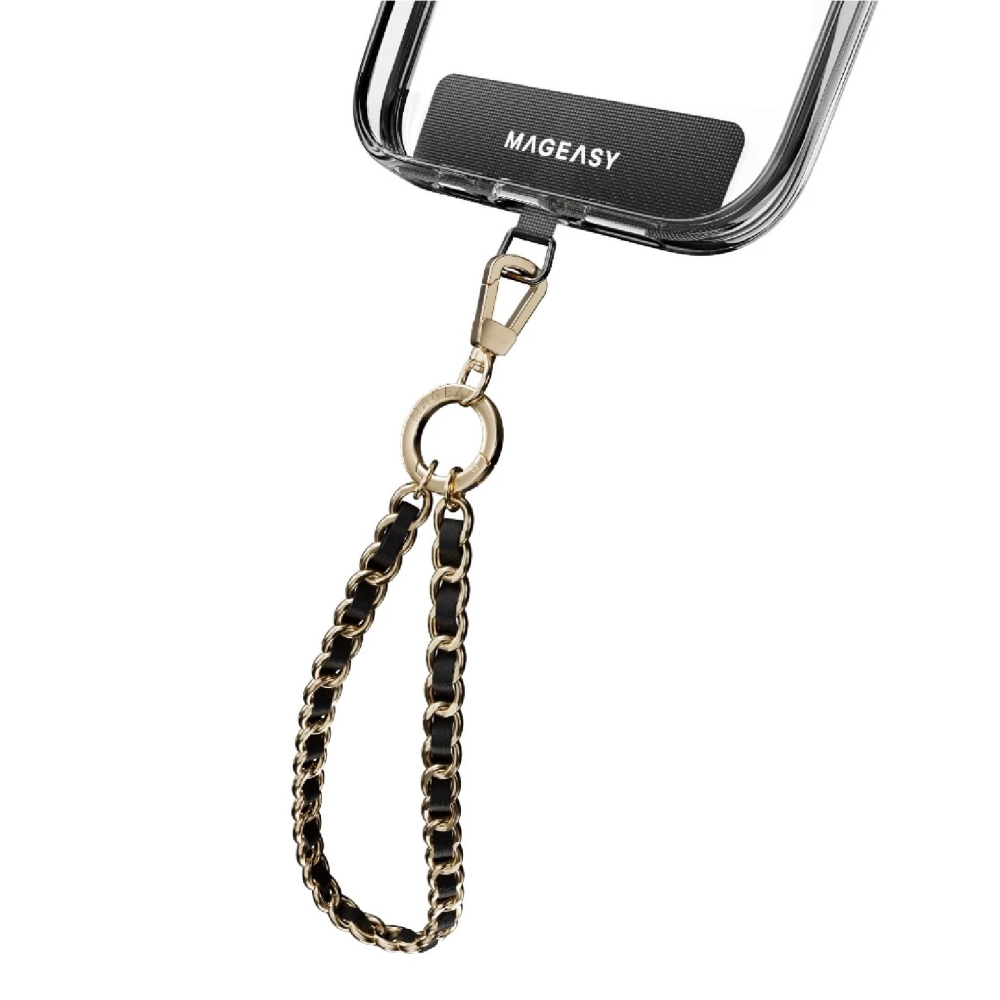MAGEASY 皮穿鏈 金屬手繩 9mm 手機 掛繩 短繩 腕繩 防摔繩 適 iPhone 16 15 14 S24-細節圖2