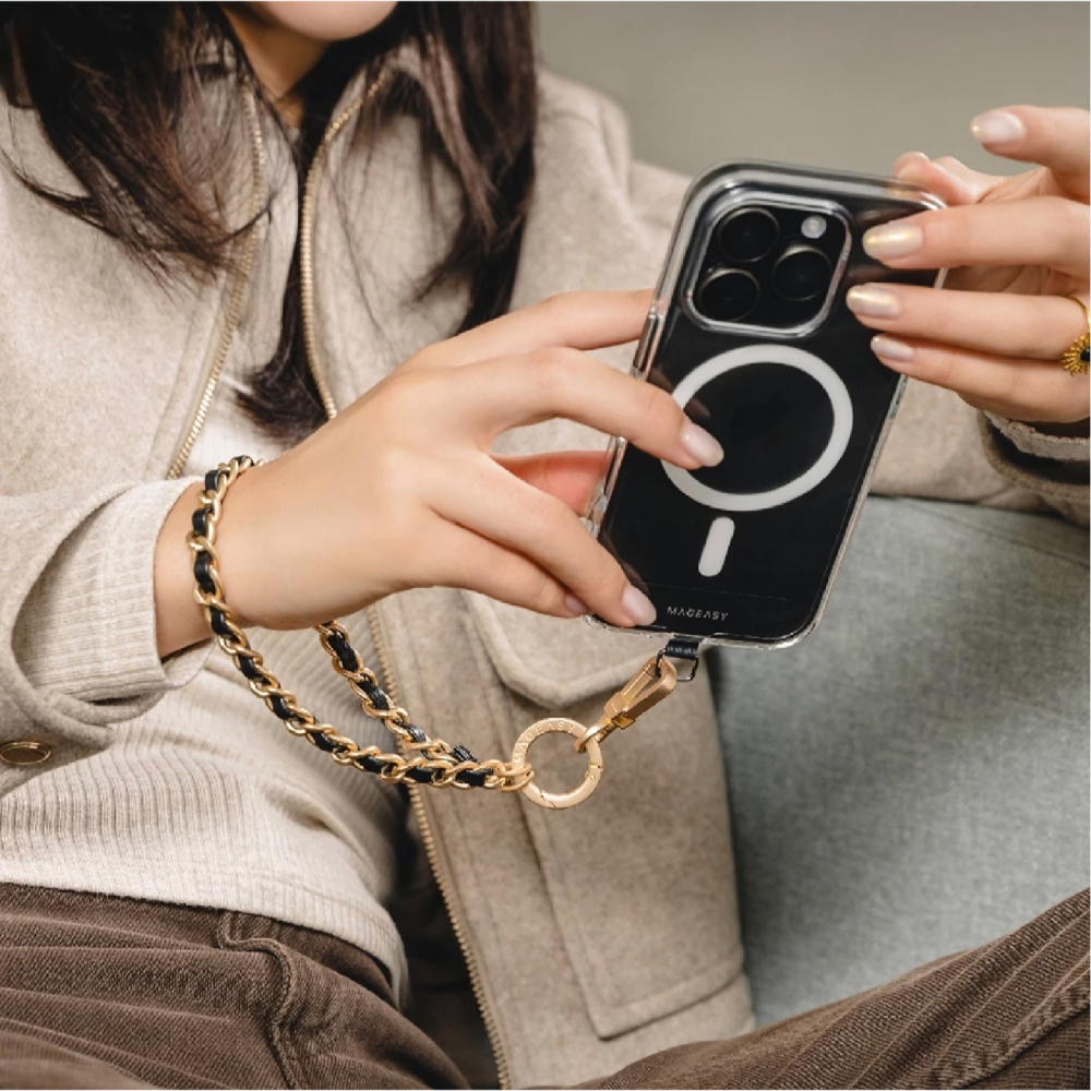 MAGEASY 皮穿鏈 金屬手繩 9mm 手機 掛繩 短繩 腕繩 防摔繩 適 iPhone 16 15 14 S24-細節圖9