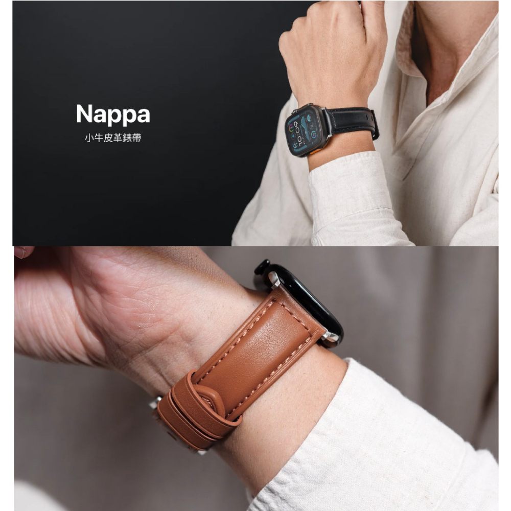 MAGEASY 小牛 皮革 錶帶 適 Apple watch S10 40 41 42 44 45 46 49 mm-細節圖3