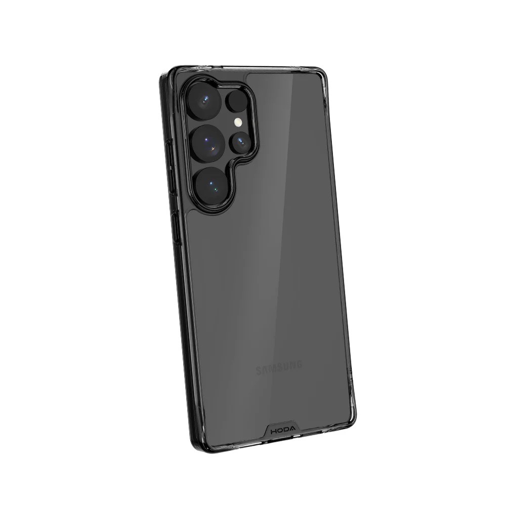 HODA 晶石 玻璃 防摔殼 保護殼 手機殼 透明殼 適 Samsung S25 Ultra-透黑S25 Ultra