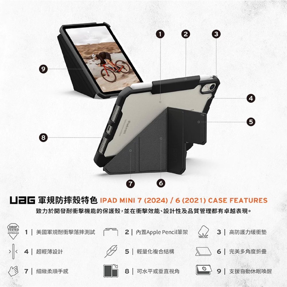 UAG 美國軍規 耐衝擊 多角度 保護殼 平板殼 適 iPad mini 6 7 2024-細節圖5