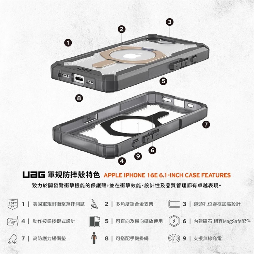 UAG 磁吸 耐衝擊 支架 經典 手機殼 保護殼 防摔殼 MagSafe 適 iPhone 16e-細節圖4