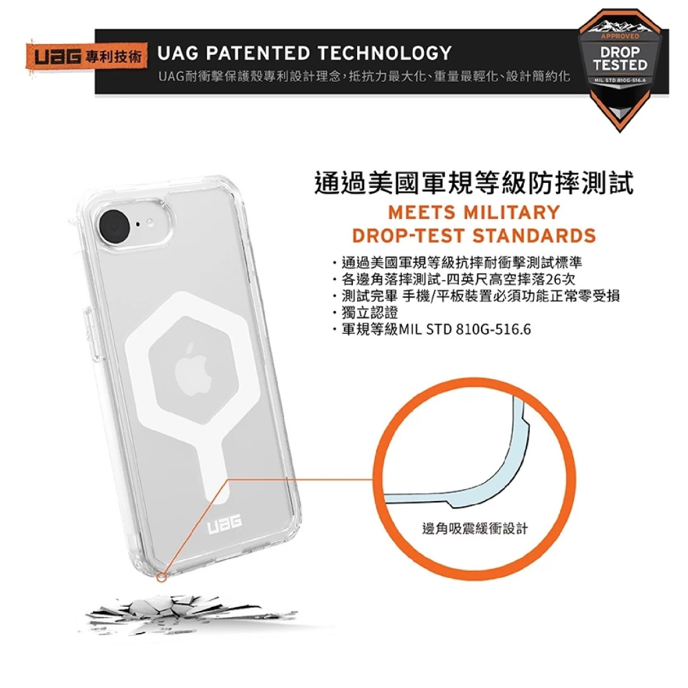 UAG 磁吸 耐衝擊 全透 極透明 透明殼 手機殼 保護殼 防摔殼 MagSafe 適 iPhone 16e-細節圖5