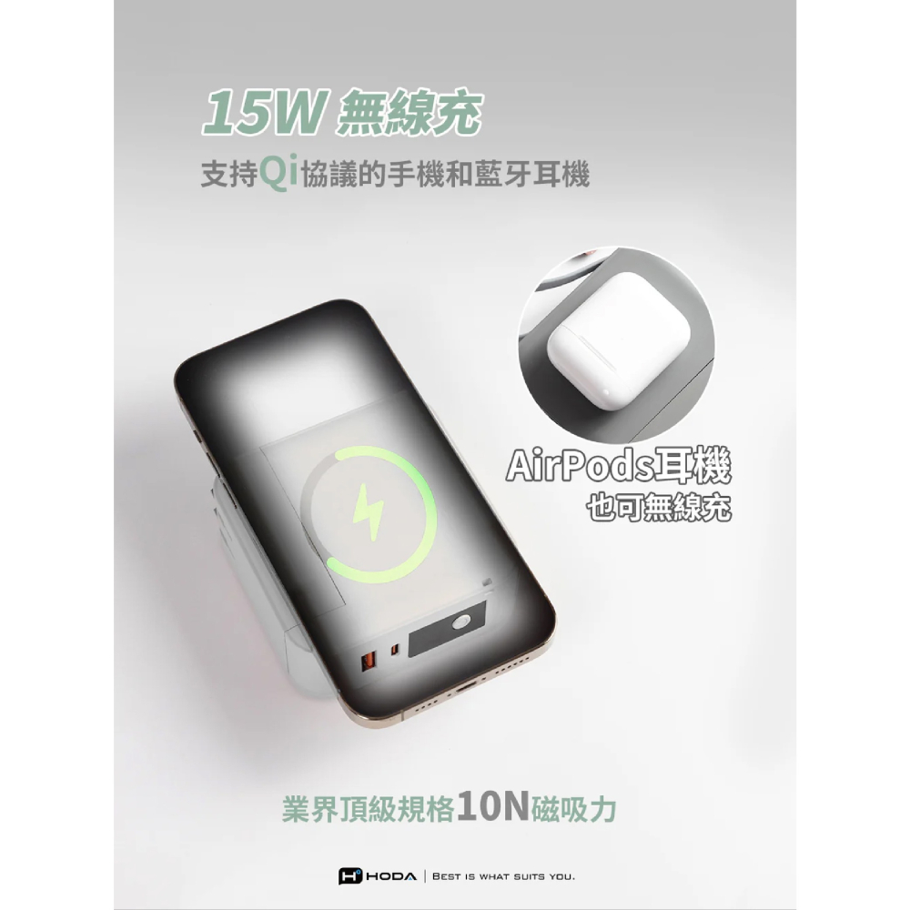 HODA 萬磁王 萬能充 行動電源 充電器 10000 mAh type C A 適iPhone 16 16e s25-細節圖8