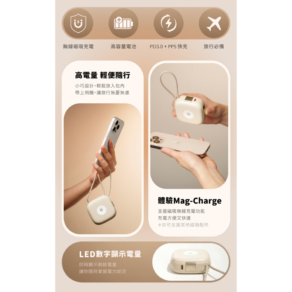 SOLiDE Macaron 馬卡龍 六合一 行動電源 充電器 10000 mAh 適 iPhone 16 16e 15-細節圖4