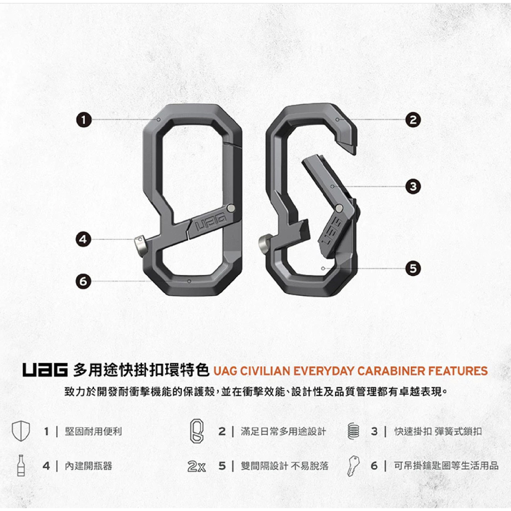 UAG 多用途 快掛 登山扣 手機掛扣 機能掛扣 八字扣 勾環 適 登山 運動-細節圖4