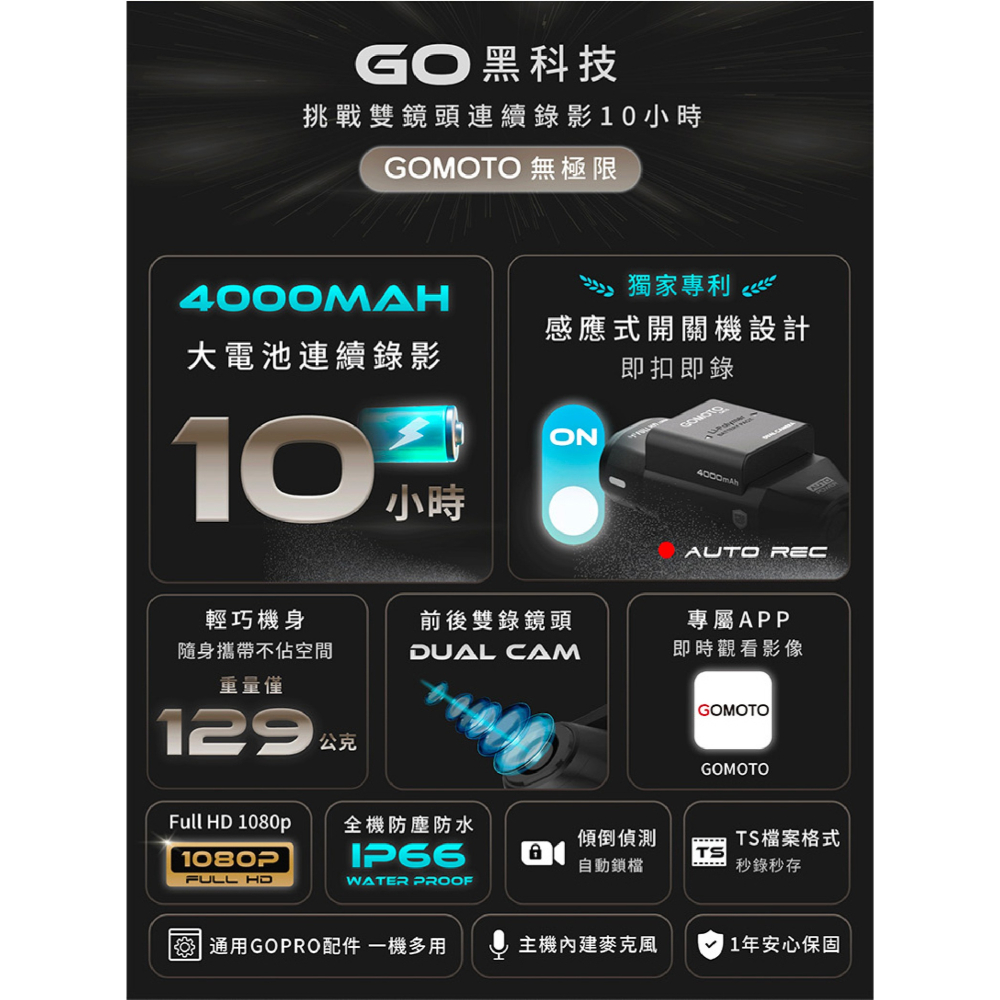GOMOTO 雙鏡頭 機車 行車 記錄器 記錄儀 GR10 酷樂機-細節圖3