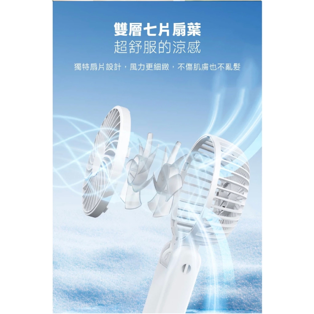 POLYBATT 雙扇葉 頸掛 手持 摺疊 風扇 適 露營 健走 登山-細節圖5