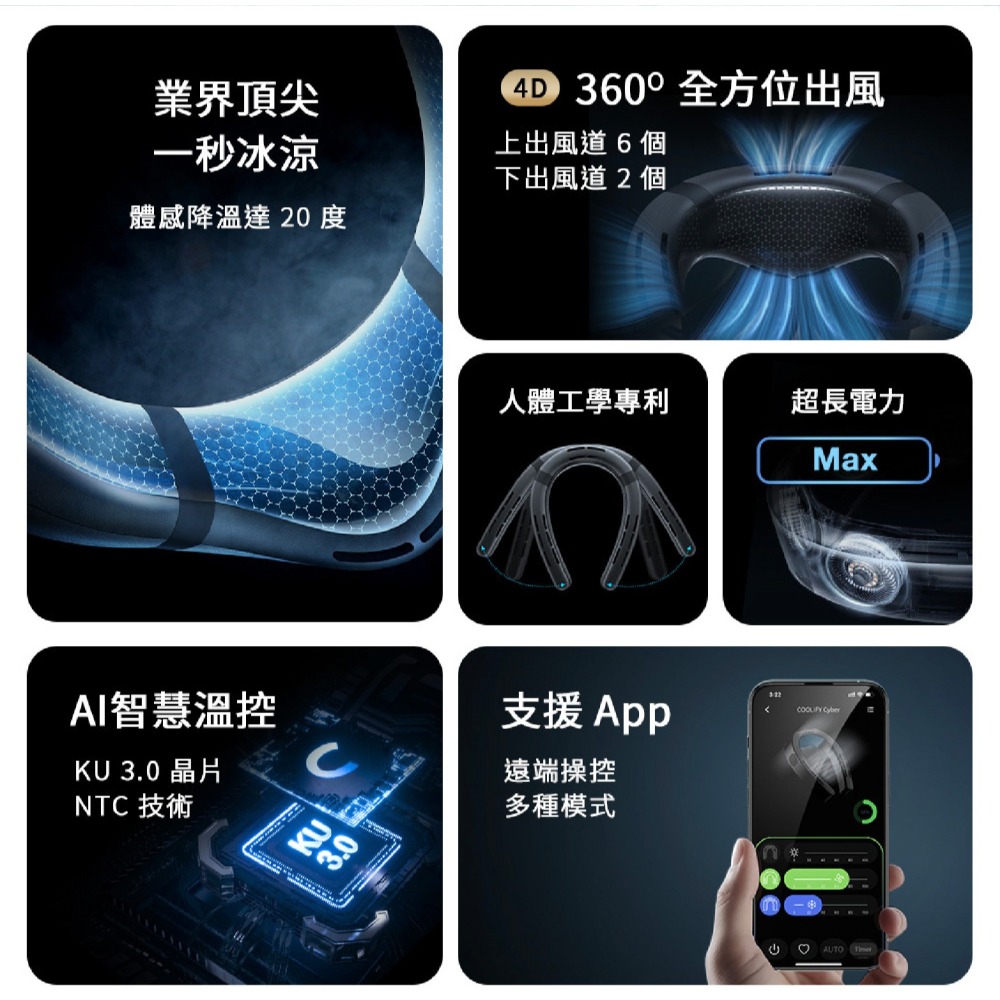TORRAS COOLIFY Cyber AI 智慧 頸掛 冷暖 空調 風扇 適 運動 健走 登山 露營-細節圖4