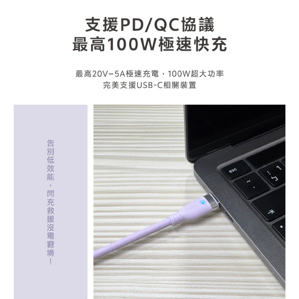 LaPO USB-C 快充線 傳輸線 充電線 PD QC 100W 150cm 適 iPhone 16e 16 S25-細節圖4