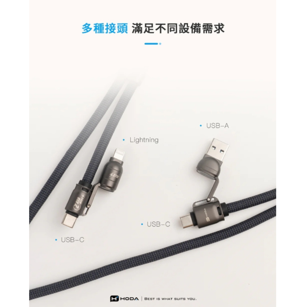 HODA 四合一 240w 手機 掛繩 充電線 揹繩 傳輸線 Lightning type c iPhone 16 15-細節圖8