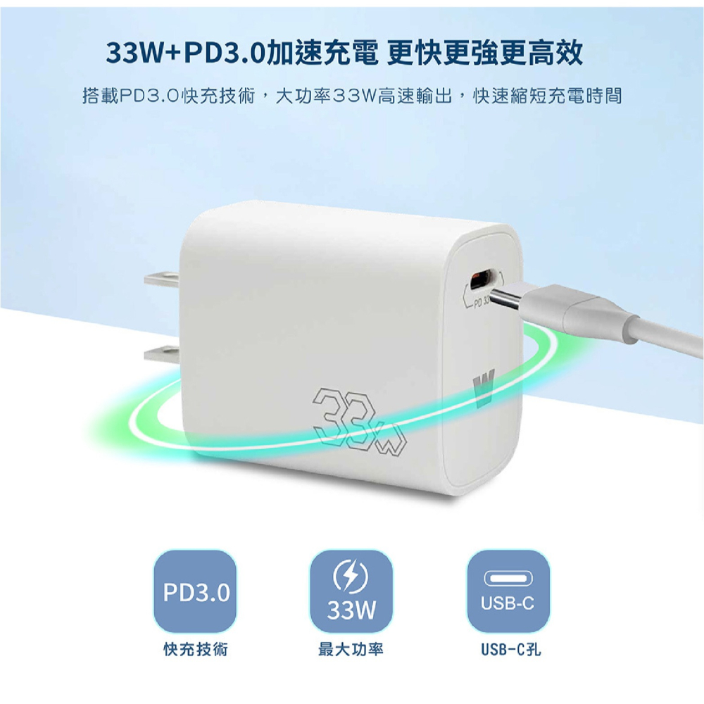 Wephone 單孔 PD 33W 快充 充電器 充電頭 豆腐頭 type C 適 iPhone 16e 16 S25-細節圖5