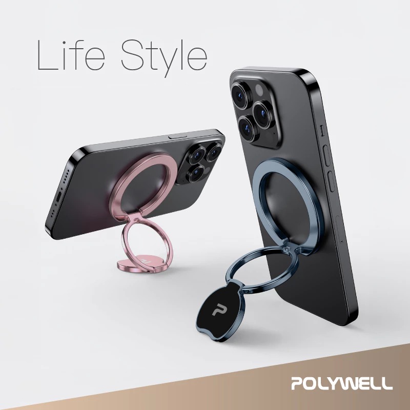 POLYWELL 寶利威爾 雙面 磁吸 手機 MagSafe 指環 支架 鋁合金 適 iPhone 15 16-細節圖5