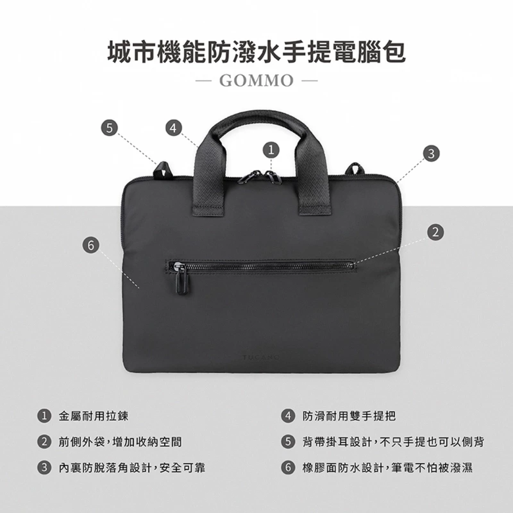 TUCANO Gommo 城市機能 防撥水 13 14 15 16 吋 筆電包 電腦包 手提包 肩背包-細節圖9