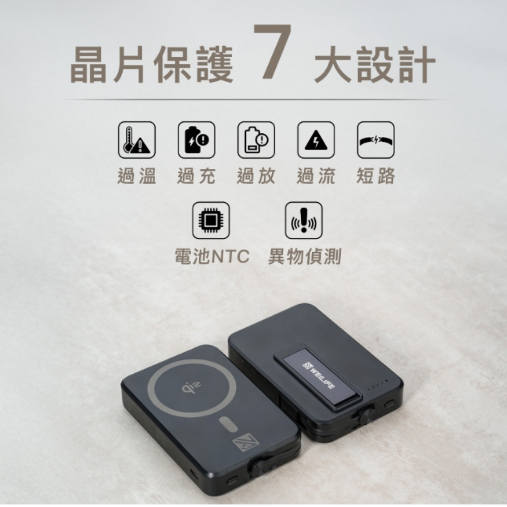 WEILIFE 10000mAh 磁吸 Qi2 3in1 自帶線 行動電源 magsafe iphone 15 16-細節圖8