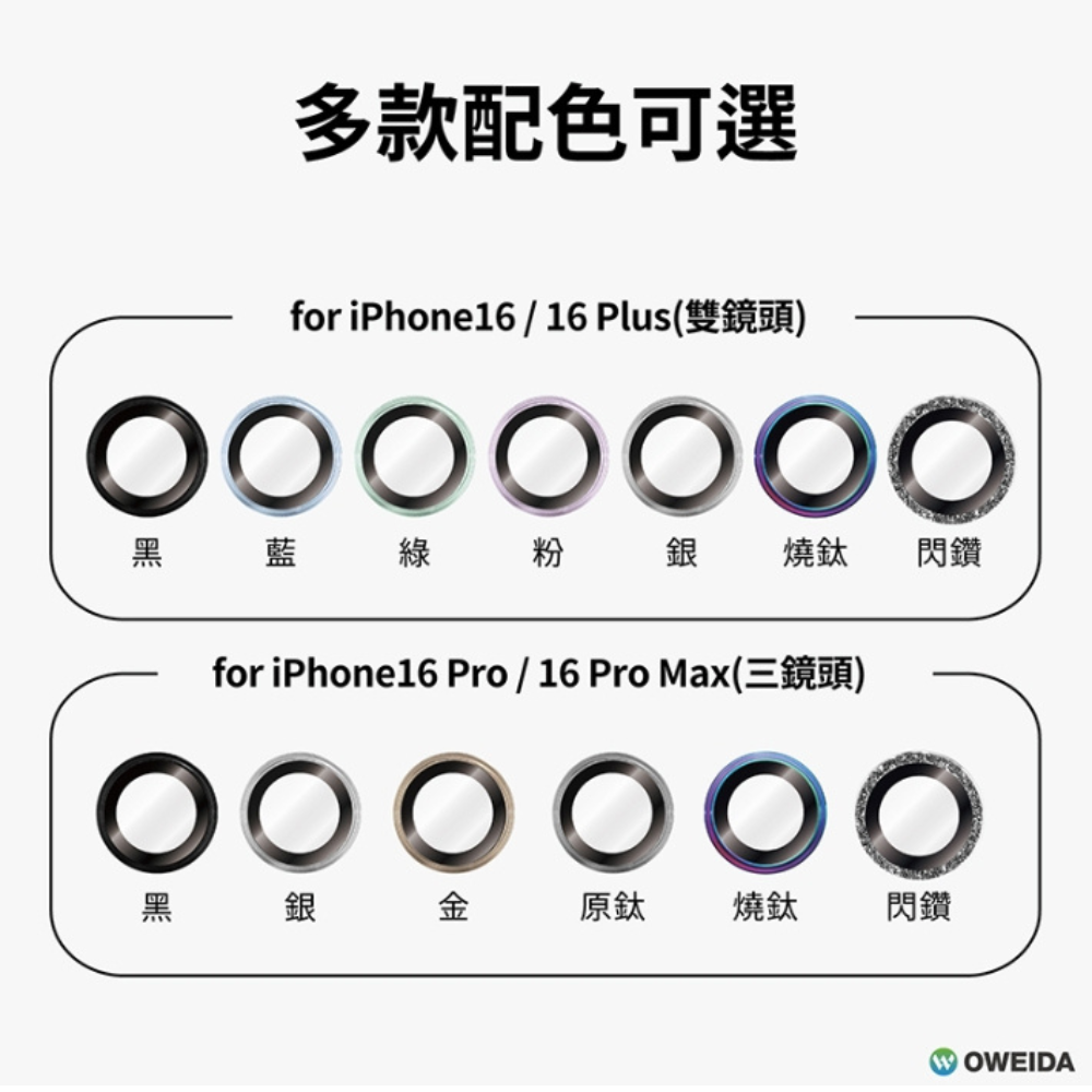 Oweida 星耀 保護貼 鋁金屬 保護鏡 鏡頭貼 9H 鏡頭 玻璃貼 適 iPhone 16 Plus Pro Max-細節圖10