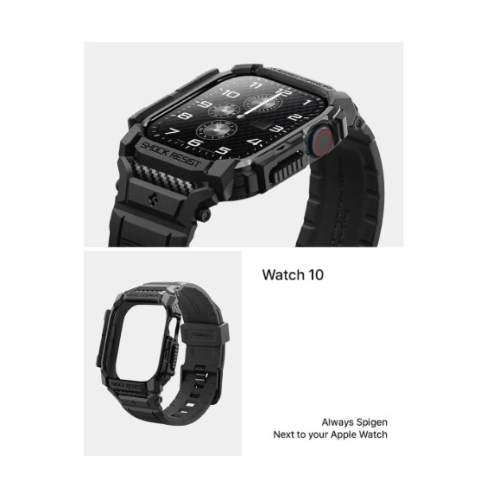 Spigen rugged 一體成型 手錶 保護殼 防摔殼 手錶殼 錶框 Apple Watch s10 46 42mm-細節圖3