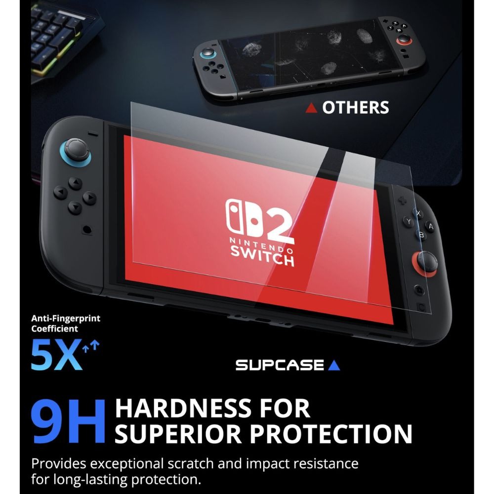 supcase 任天堂 玻璃貼 螢幕 9H 保護貼 螢幕貼 2入 極薄 玻璃 Nintendo Switch 2-細節圖7