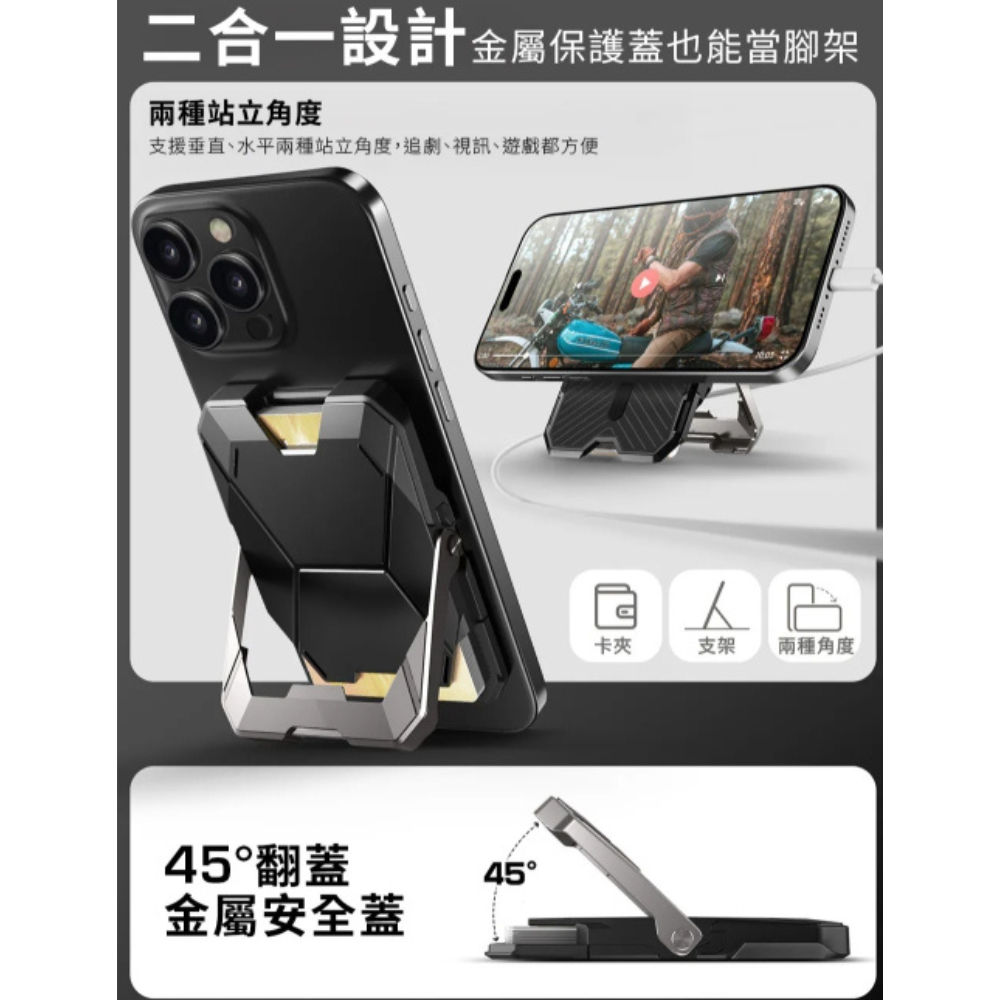 i-Blason 磁吸 卡套 卡包 手機 支架 MagSafe 適 iPhone 16e 17 15 16 s25-細節圖4