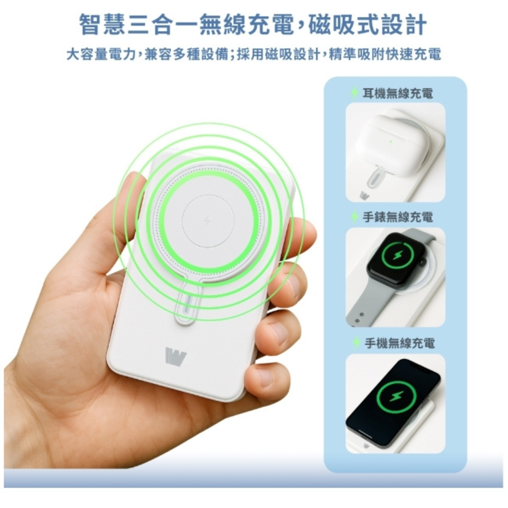 Wephone 磁吸 無線 行動電源 充電器 多功能 MagSafe iPhone 17 16 s25-細節圖2
