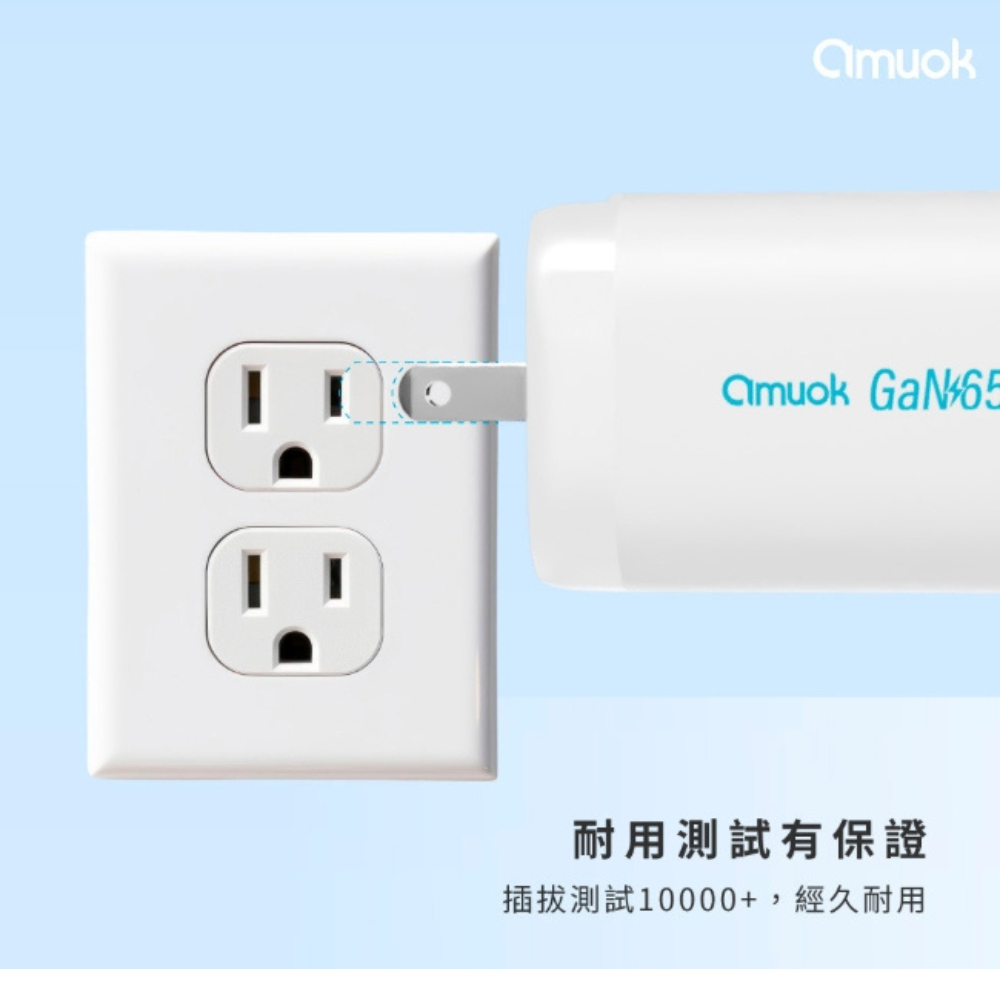amuok 65W 三孔 氮化鎵 充電頭 充電器 快充頭 適 iphone 16e 17 15 16 s25-細節圖10