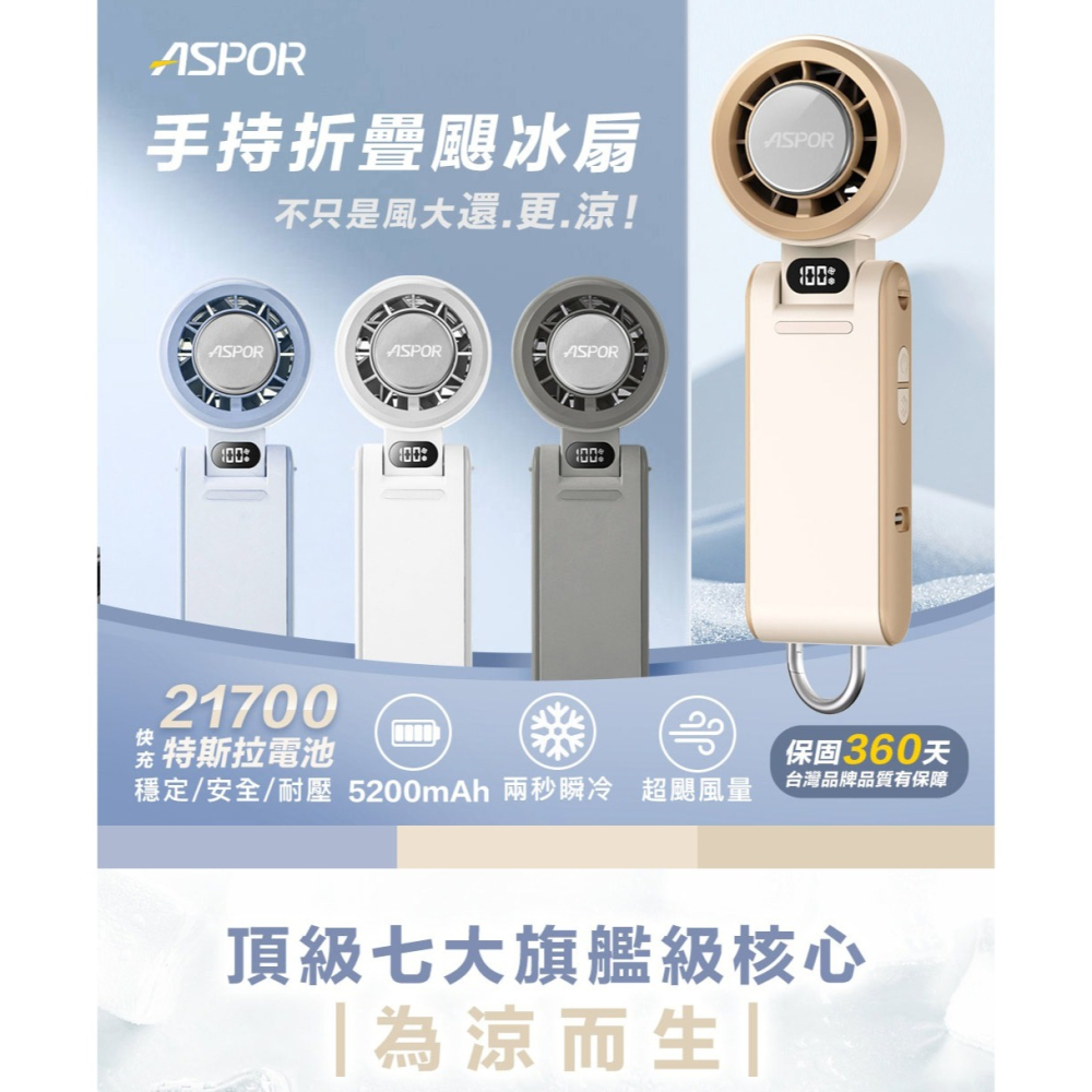 ASPOR 隨身 製冷 含掛繩 FN-188 折疊 可上飛機 手持 渦輪扇 電風扇 長續航 5200mAh 風扇-細節圖3