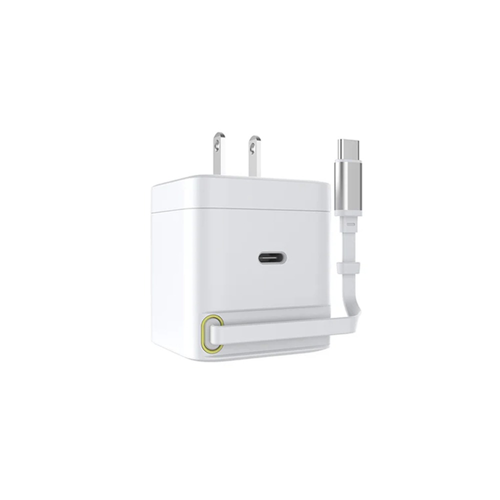 65w 氮化鎵 伸縮線 充電頭-白色