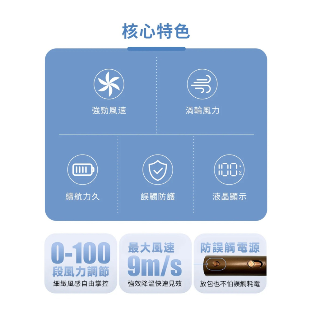 HODA 100段 風力 mini 渦輪 迷你風扇 隨身風扇 風扇 手持風扇-細節圖5