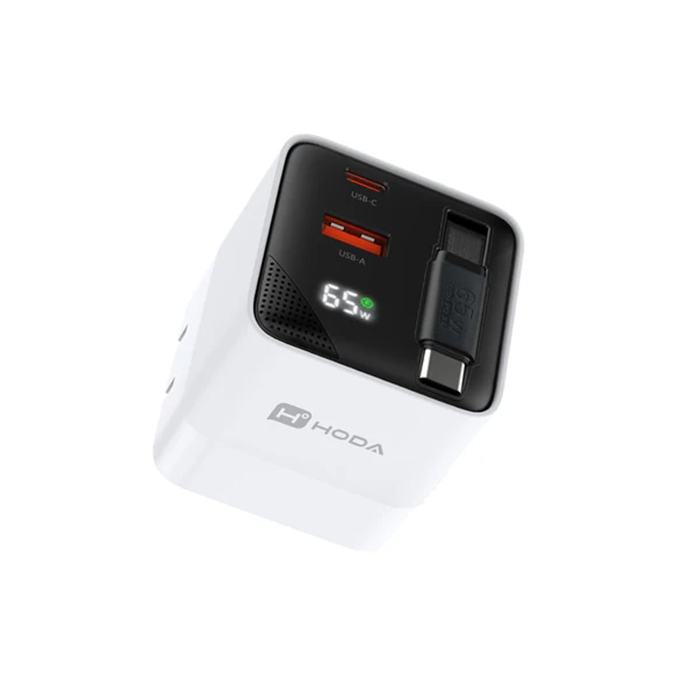 HODA GaN 氮化鎵 65w 三輸出 自帶 伸縮線 PD 充電頭 極速 iPhone 17 16 15 s25-規格圖11