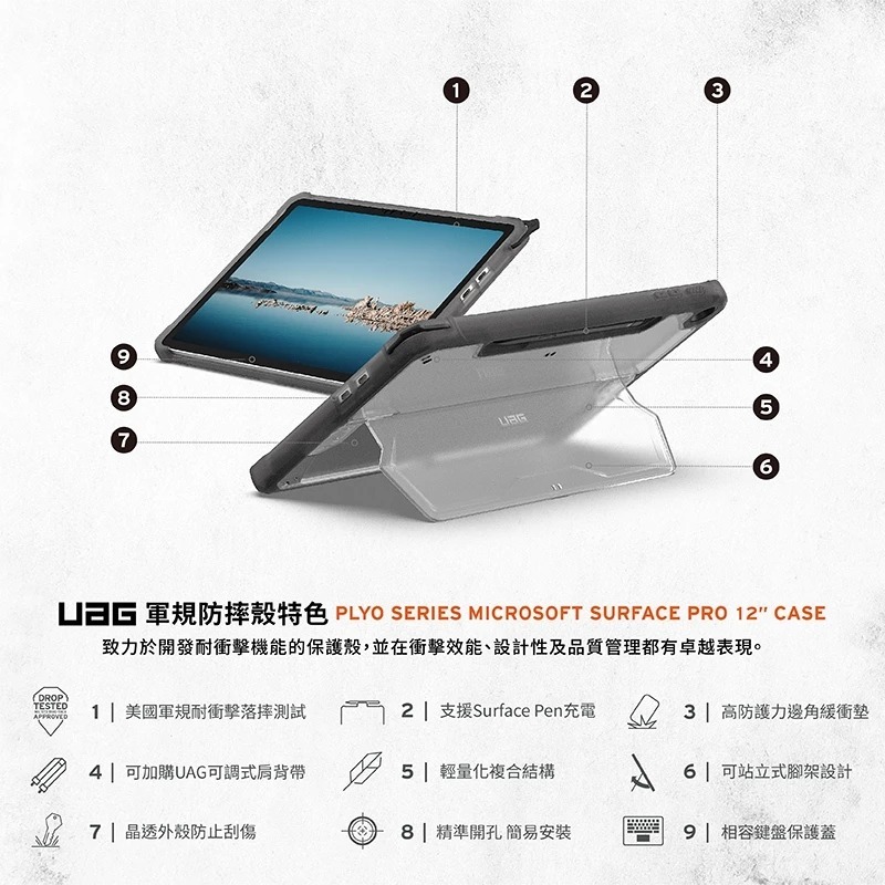 UAG 耐衝擊 全透明 保護殼 透明 美國軍規 防摔殼 平板殼 保護套 Surface Pro 12吋-細節圖5