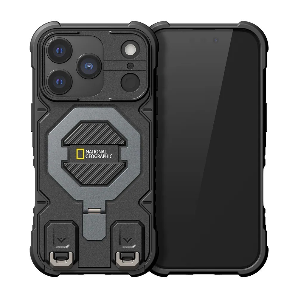 National 國家地理 磁吸 支架 防摔殼 手機殼  附掛繩 iPhone 17 18 Air Pro Max-黑色