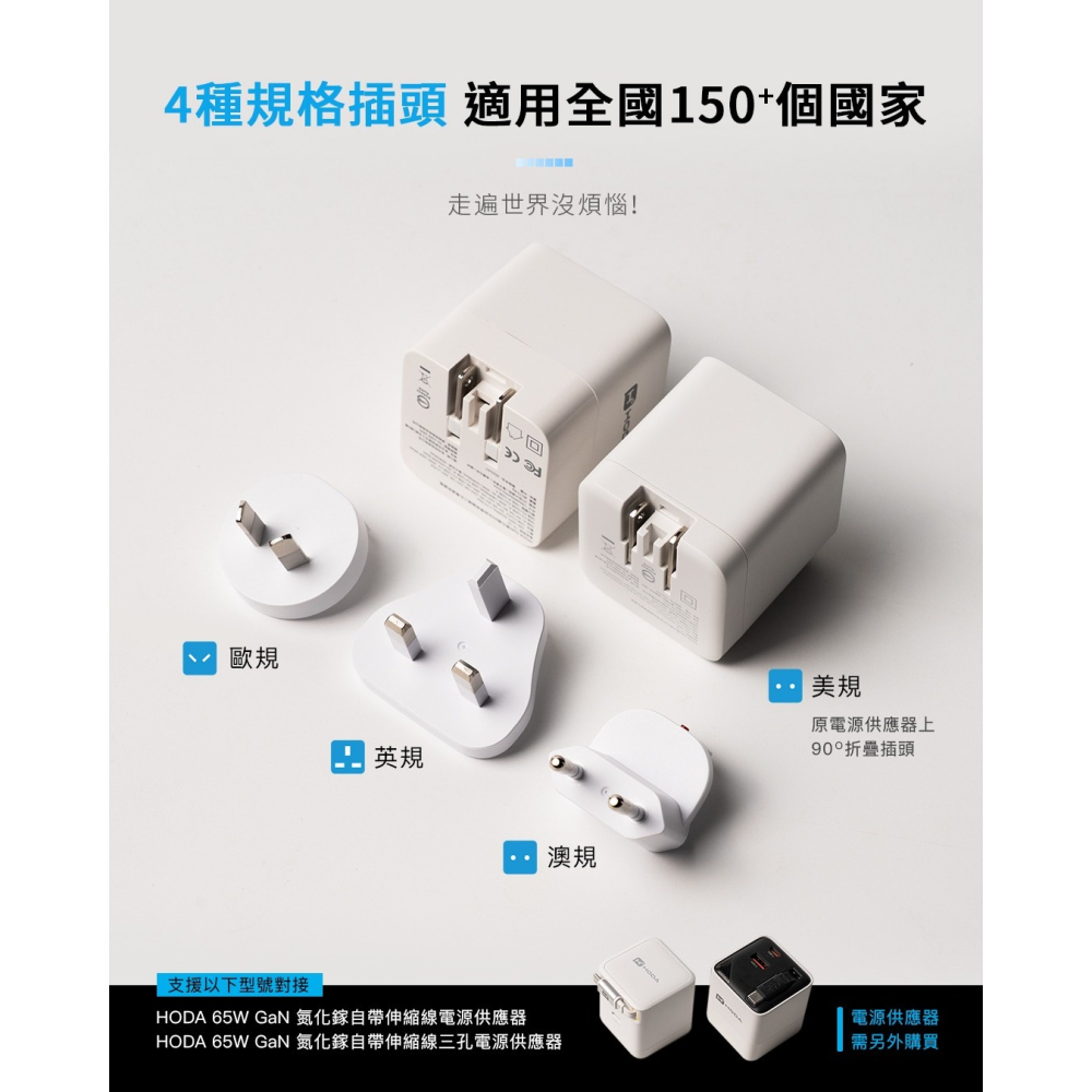 HODA 方形 旅充 卡扣版 萬國 附掛繩 收納包 轉接頭 3入-細節圖6