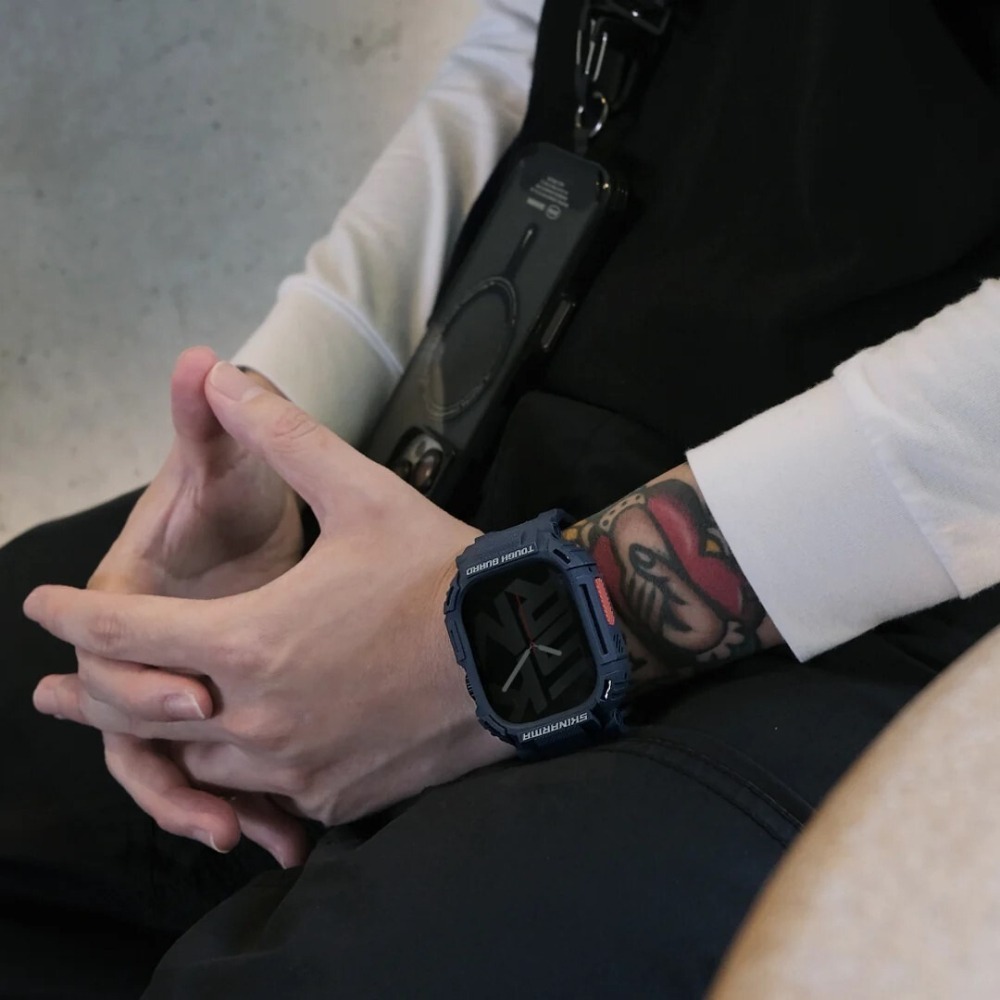 SKINARMA Mecha 一體成形 錶帶 手錶殼 保護殼 Apple Watch 44 45 49 mm-細節圖4