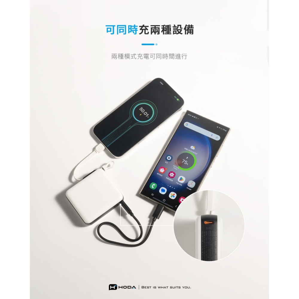 HODA 10000mAh 自帶線 USB-C 掛繩式 大容量 行動電源 適 iPhone 17 16 15-細節圖6