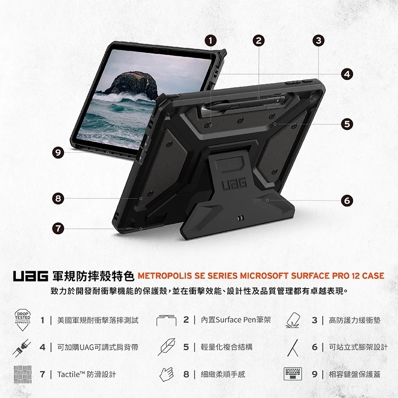 UAG 都會款 耐衝擊 保護殼 美國軍規 防摔殼 平板殼 保護套 Surface Pro 12吋-細節圖5