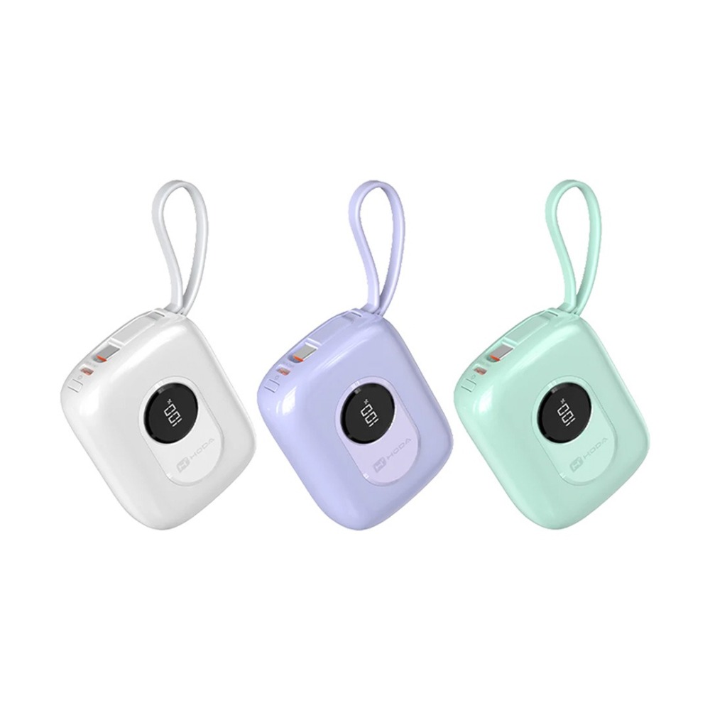 HODA PD 10000mAh 數顯 USB C 雙線  掛繩 行動電源 iPhone 17 16 15 14 13-細節圖2