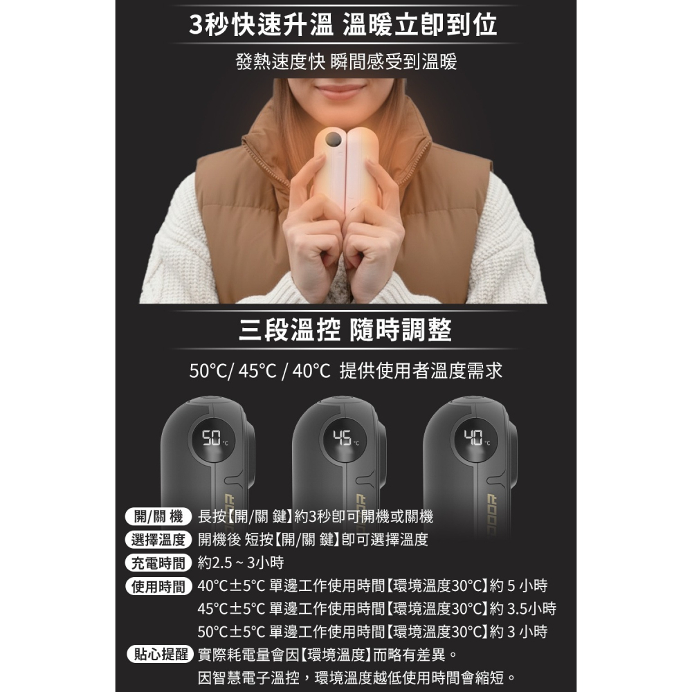 G-PLUS GP 雙胞胎 雙入 磁吸式 LED 電量 電子 三段控溫 暖暖包-細節圖6