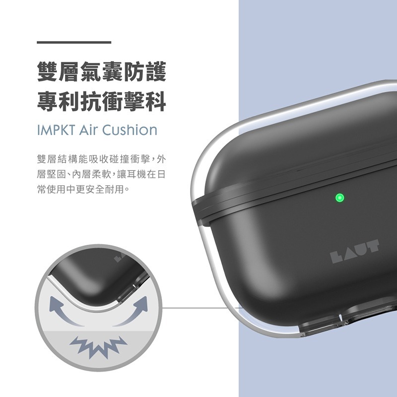 LAUT 雙層 氣囊 氣墊 抗衝擊 耳機殼 無線充電 防摔殼 保護殼 AirPods Pro 3-細節圖5
