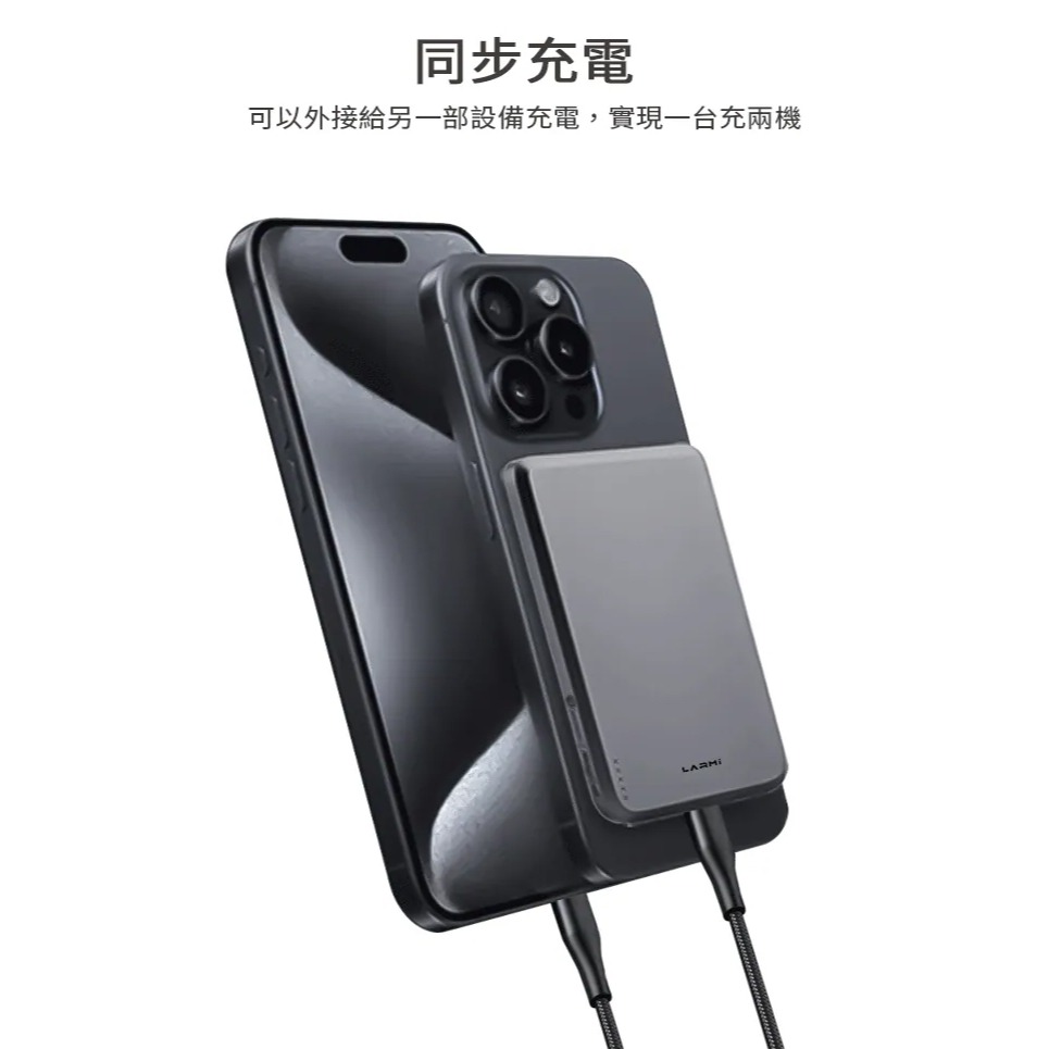 樂米 LARMI 支援 Magsafe 不擋鏡頭 無線 磁吸 行動電源 MC509 適用 iPhone 17 16 15-細節圖11