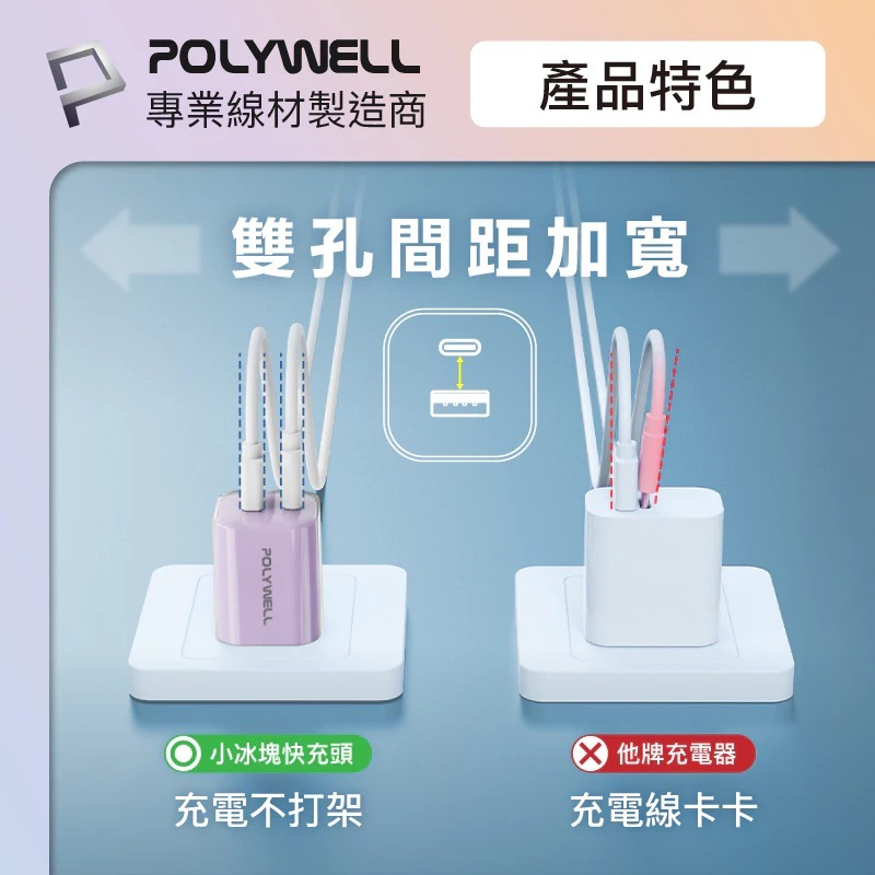 POLYWELL 30W 雙孔 PD 快充頭 USB C A GaN 氮化鎵 iphone 17 16 15 14-細節圖6