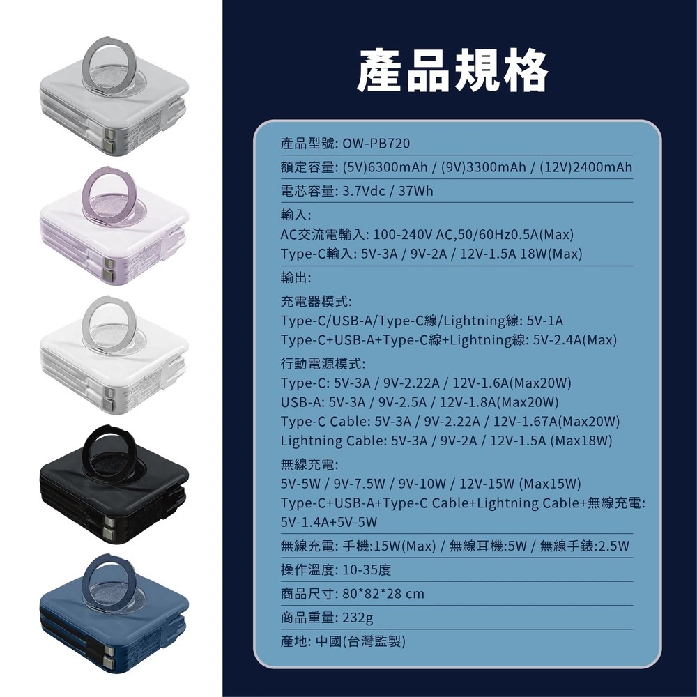 Oweida 方舟 多功能 行動電源 固態 電芯 無線充 行充 10000mAh 適用 iphone 17 16 15-細節圖10