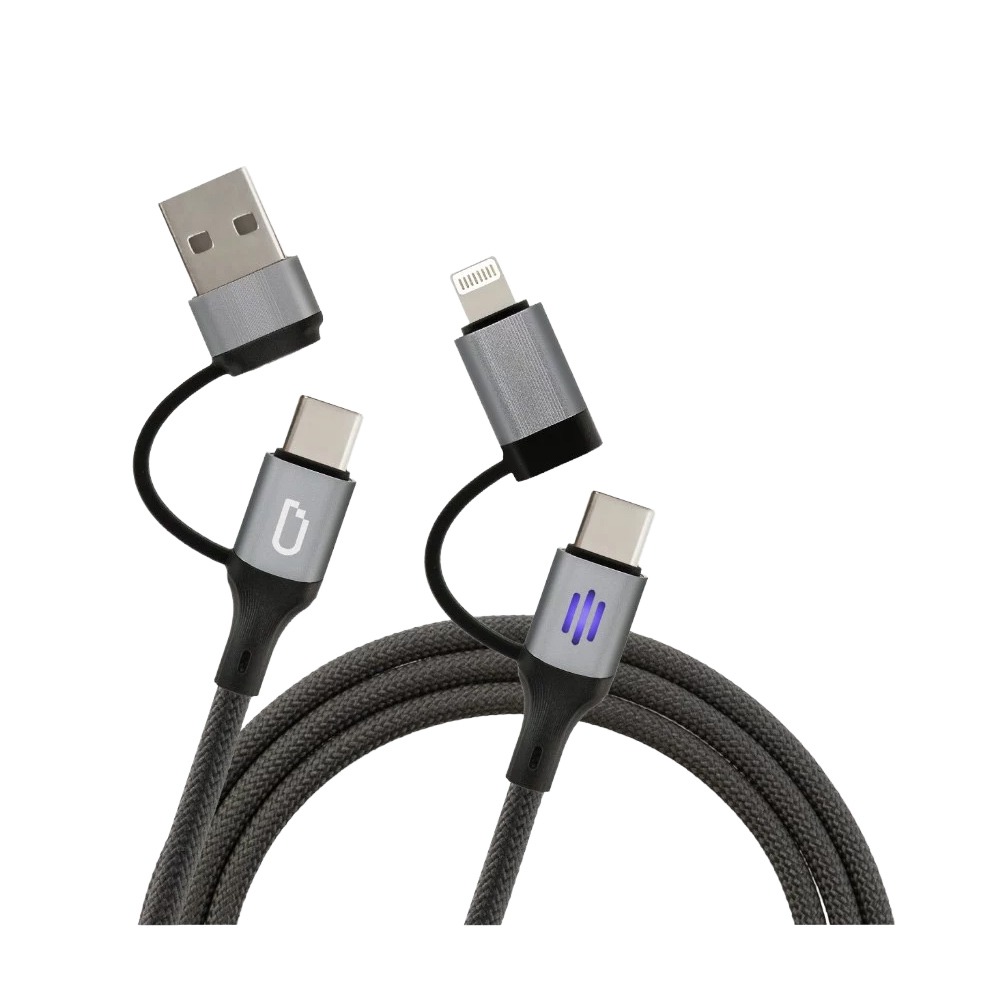 DAPAD 四合一 60W 快充 1M 充電線 編織線身 傳輸線 USB C Ligh-細節圖2