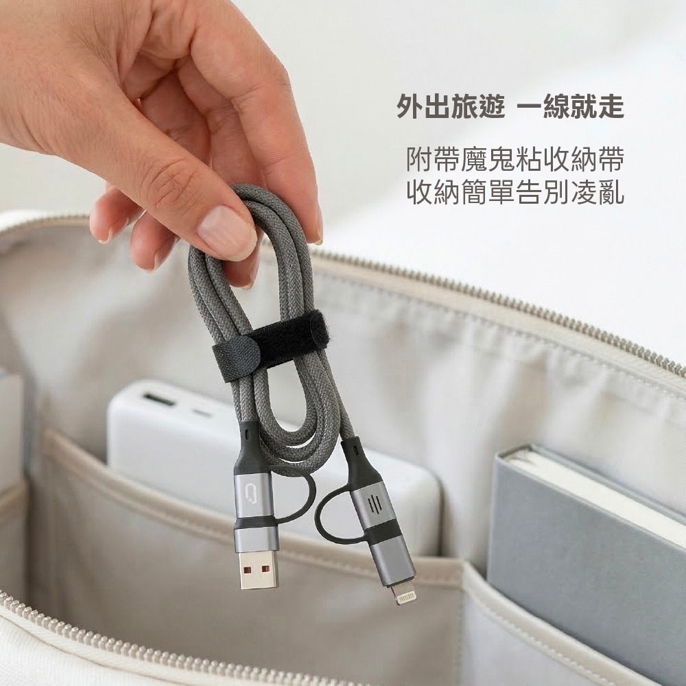DAPAD 四合一 60W 快充 1M 充電線 編織線身 傳輸線 USB C Ligh-細節圖6