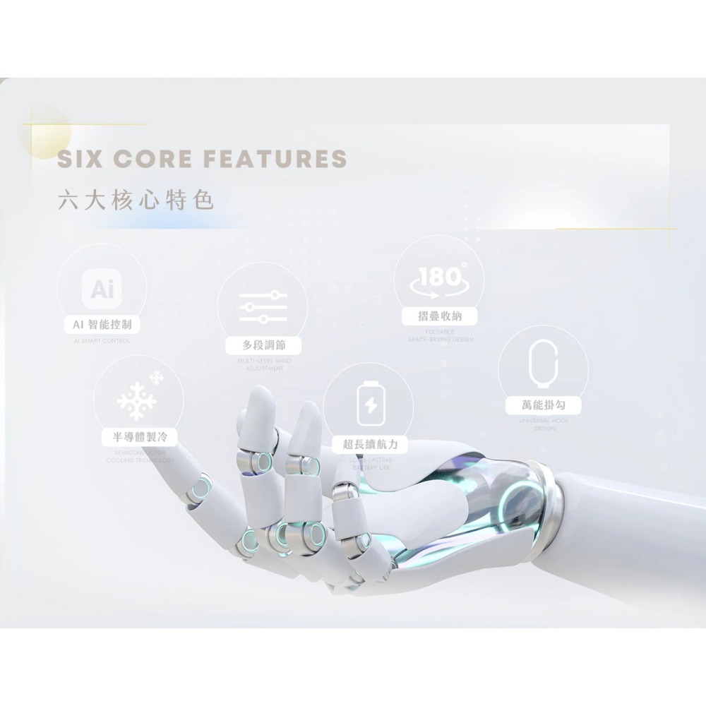 樂米 LARMI AI 手持 冰能扇 LMF08 MAX 限定金屬色 旋轉 AI 語音 折疊 風扇 可上飛機-細節圖6
