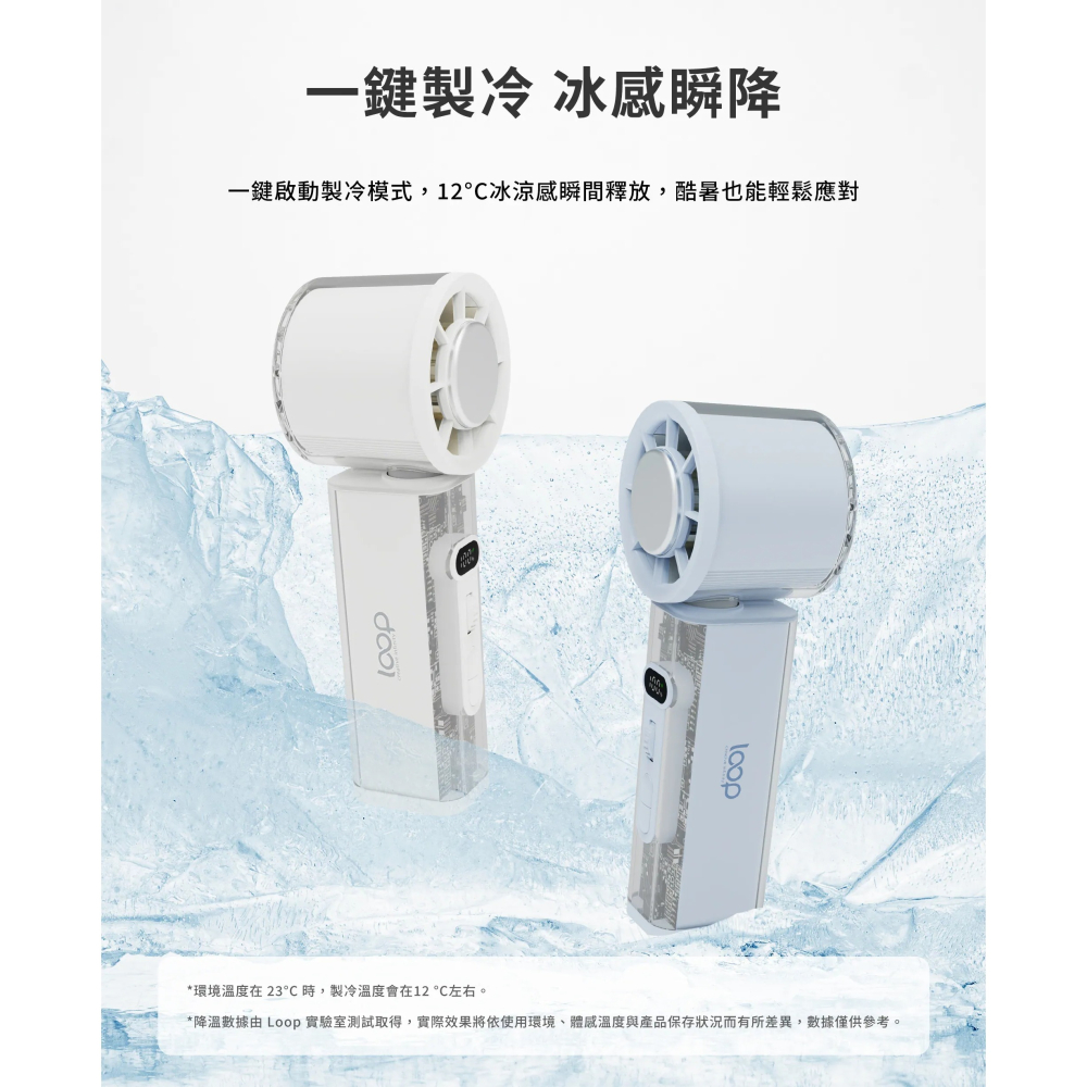 LOOP 製冷 可擺頭 左右 120° 擺頭 掛繩 數顯 百段風速 LED 照明 手持 風扇 PF-01 可登機-細節圖9