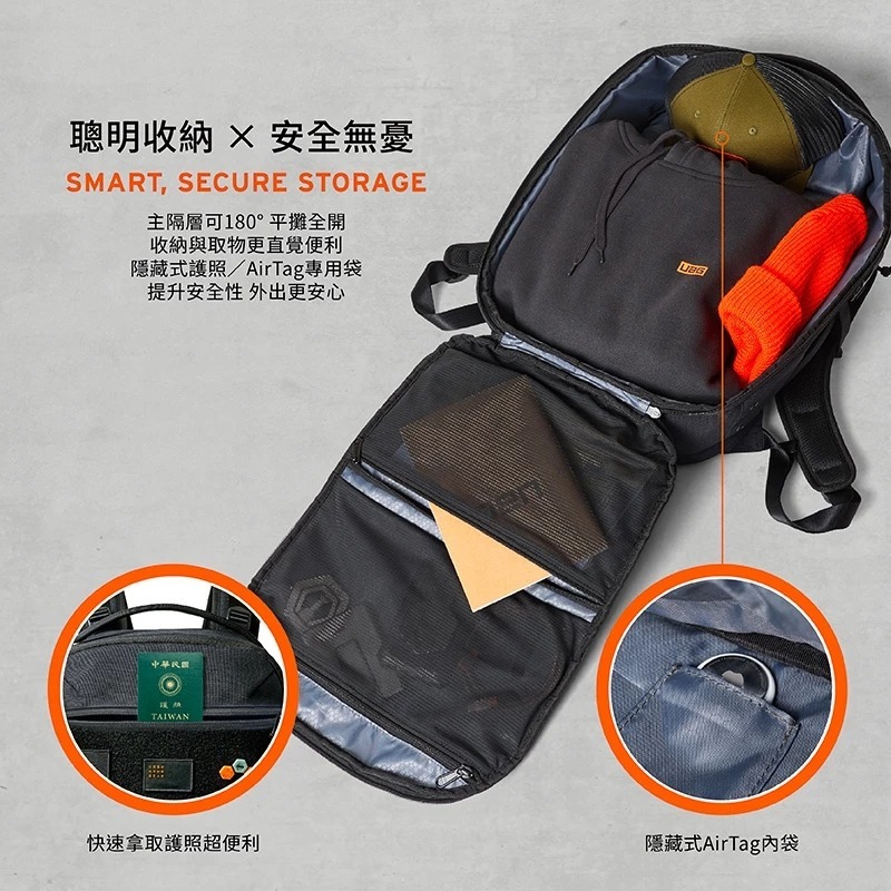 UAG 都會 機能 後背包 24L 黑色 大容量 筆電包 電腦包 適用 15 16吋-細節圖9