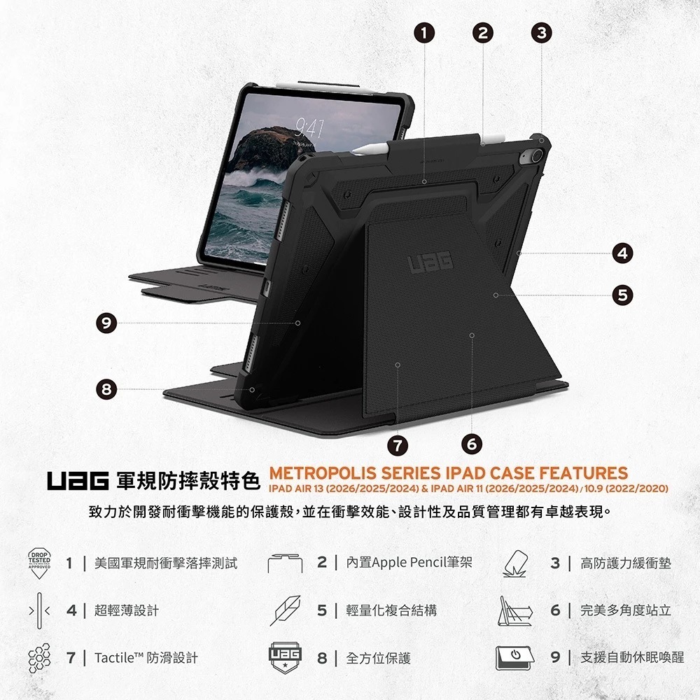 UAG 經典款 耐衝擊 保護殼 平板殼 適用 iPad Air 10.9 11 13 吋-細節圖5