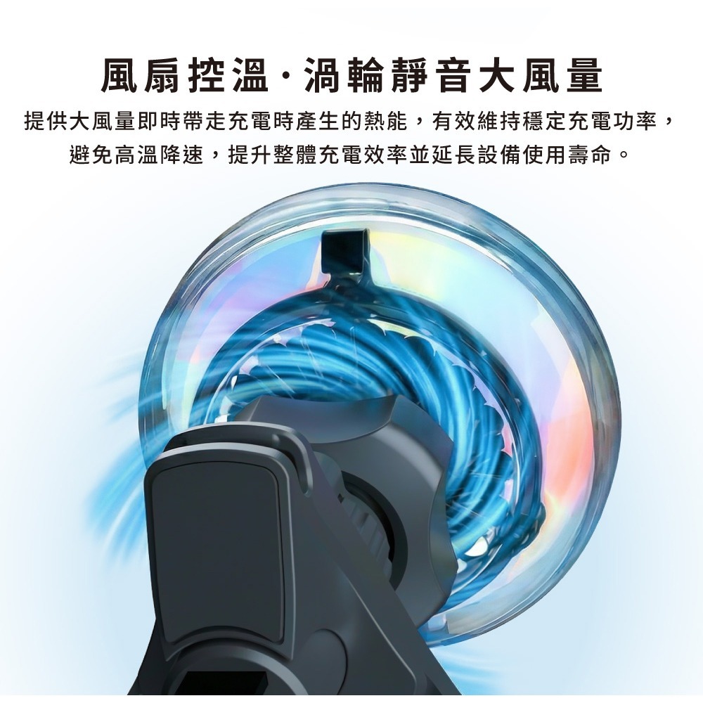 amuok C25 溫控 車用 車載 無線充電 25w 急速 供電 磁吸 渦輪靜音 散熱風散-細節圖8