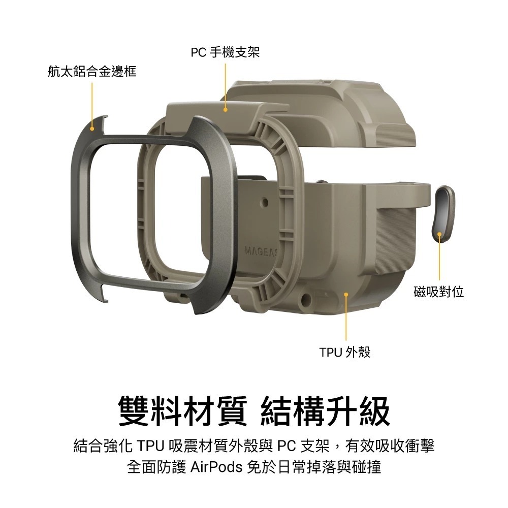 MAGEASY Axiz AVIATION 鋁合金 支架 耳機殼 保護殼 防摔殼 適用 AirPods Pro 3-細節圖6